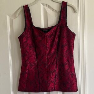 White House Black Market Red and Black Lace Camisole